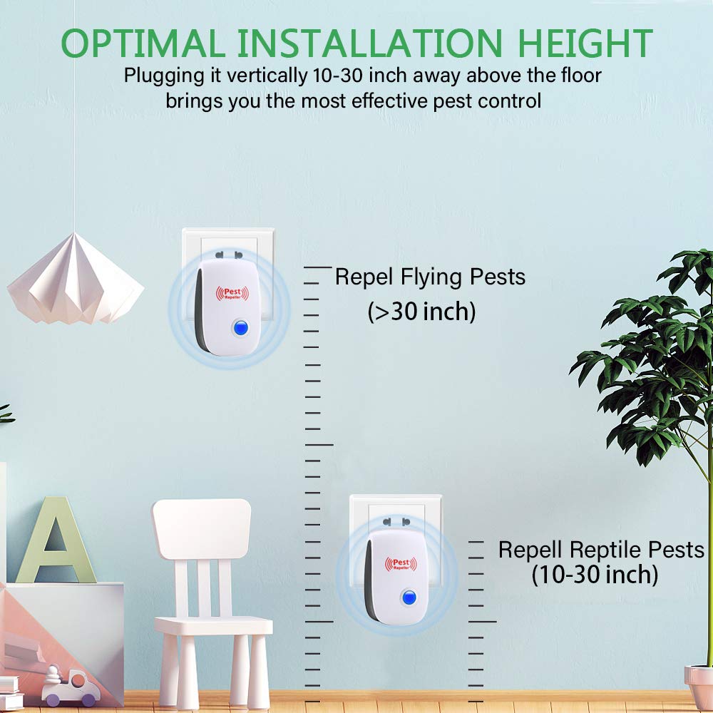 Ultrasonic Pest Repeller 6 Packs Electronic Plug in Indoor Sonic Repellent pest Control for Bugs Roaches Insects Mice Spiders Mosquitoes
