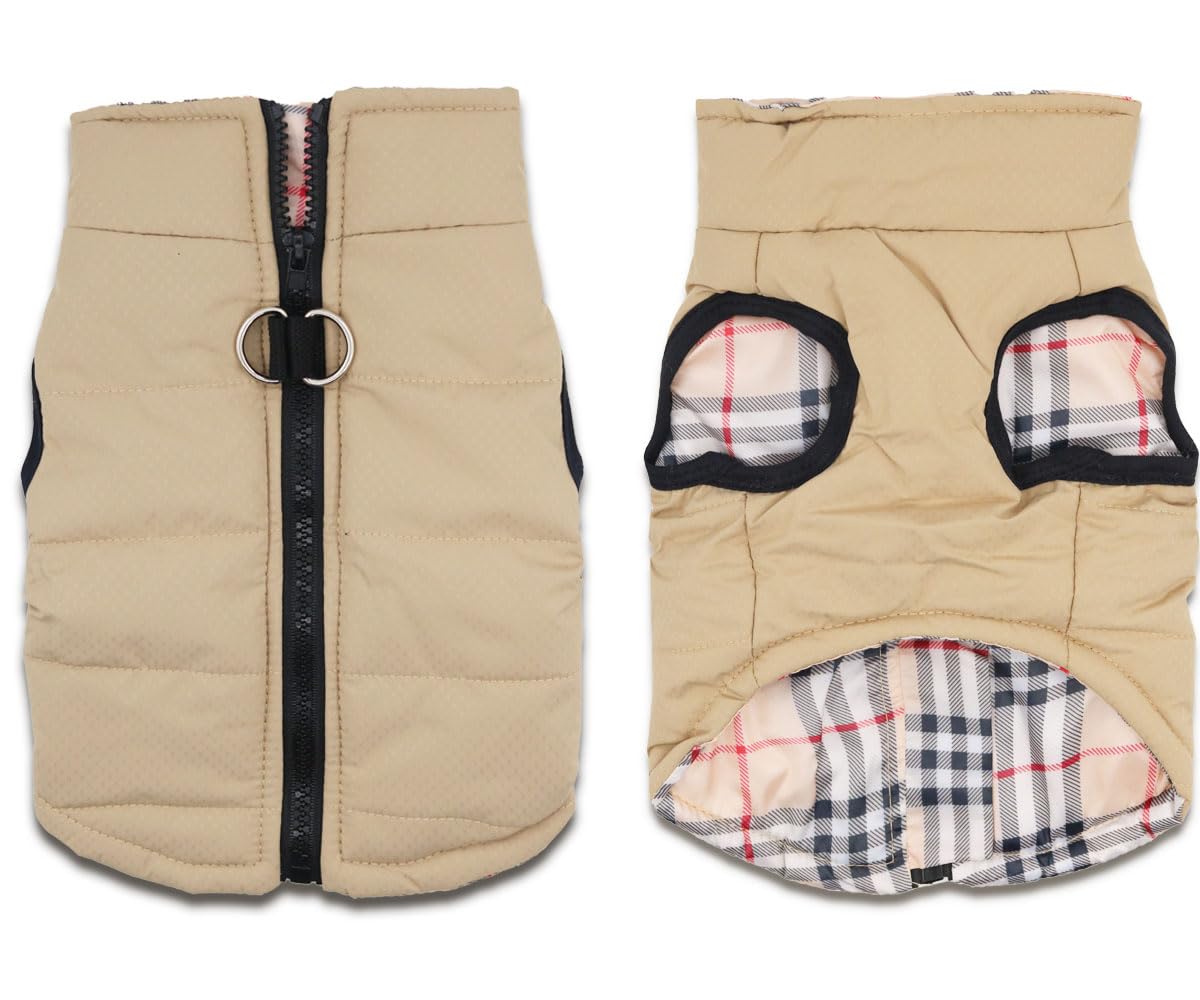 Dog Coats Warm Winter Dogs Jacket Pet Jackets Puppy Cold Weather Coat Pet Clothes for Small Dog, Khaki, X-Large