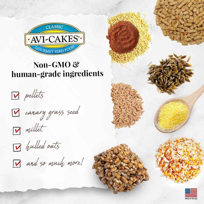 LAFEBER'S Classic Avi-Cakes Pet Bird Food, Made with Non-GMO and Human-Grade Ingredients, for Parrots (12 oz Pack of 2)