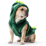 Idepet Dog Halloween Dinosaur Costume,Cute Cosplay Outfit for Small Dogs Fleece Winter Puppy Hoodie Warm Sweater Vest Coat Apparel for Pet Cat Chihuahua Bulldog Pug Yorkie(Small)