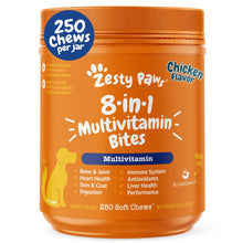 Load image into Gallery viewer, Zesty Paws Dog Multivitamin, Chewable Dog Vitamins and Supplements for Hip &amp; Joints, Skin &amp; Coat, Omega 3 Fish Oil for Dogs- Senior &amp; Puppy Multivitamin - Chicken- 250ct
