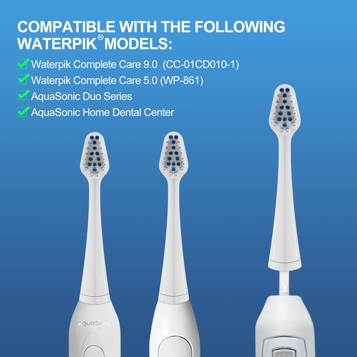Replacements Toothbrush Heads for Waterpik Complete Care 5.0/9.0 (WP-861/CC-01), STRB-5WW, Pack of 5, White