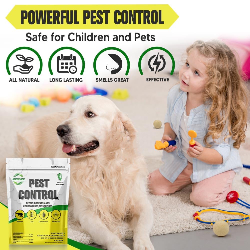 ANEWNICE Pest Control Balls,Rodent Repellent, Peppermint Mouse Repellents, Strongly Repel Rodents, Mouse, Mice, Rats, Ant, Roach, Moths & Other Pest, Indoor Mice Repellent, Mosquito Repellent-12P