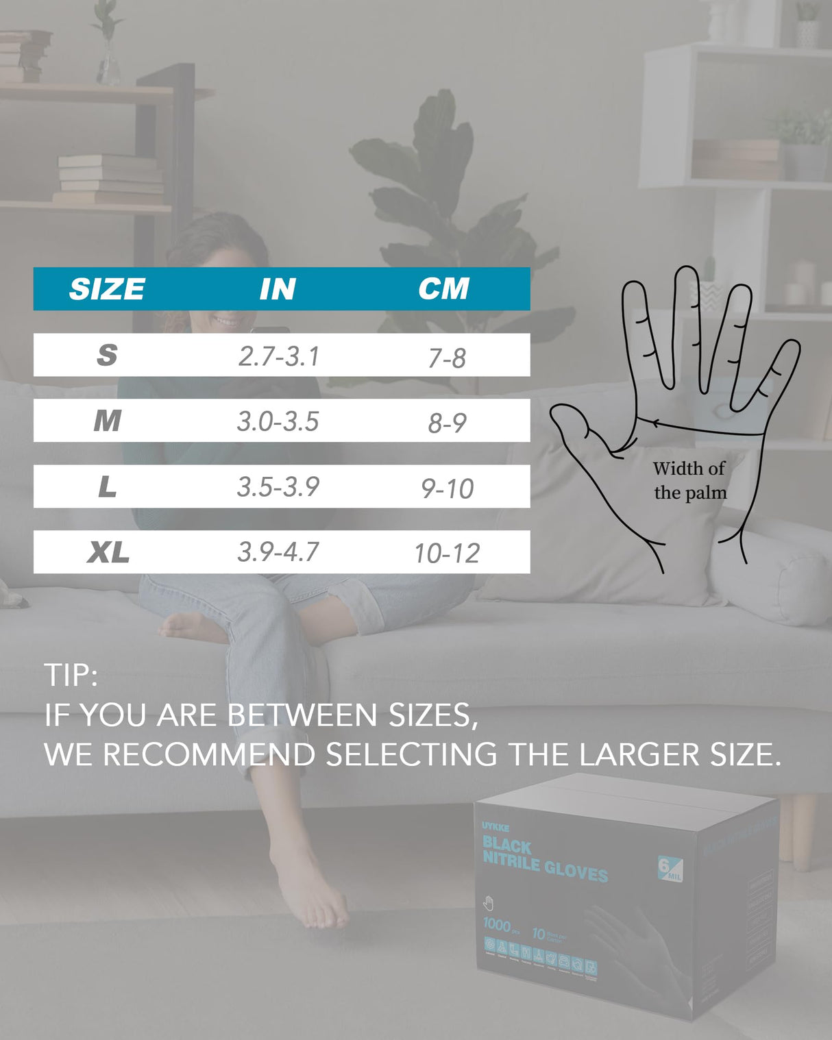 UYKKE Heavy Duty 6mil Black Nitrile Gloves Ultra Strong Cleaning Gloves, Powder & Latex Free Disposable Gloves Food Prep Mechanic Tattoo (Black-1000pcs(Anti-slip fingers), X-Large)