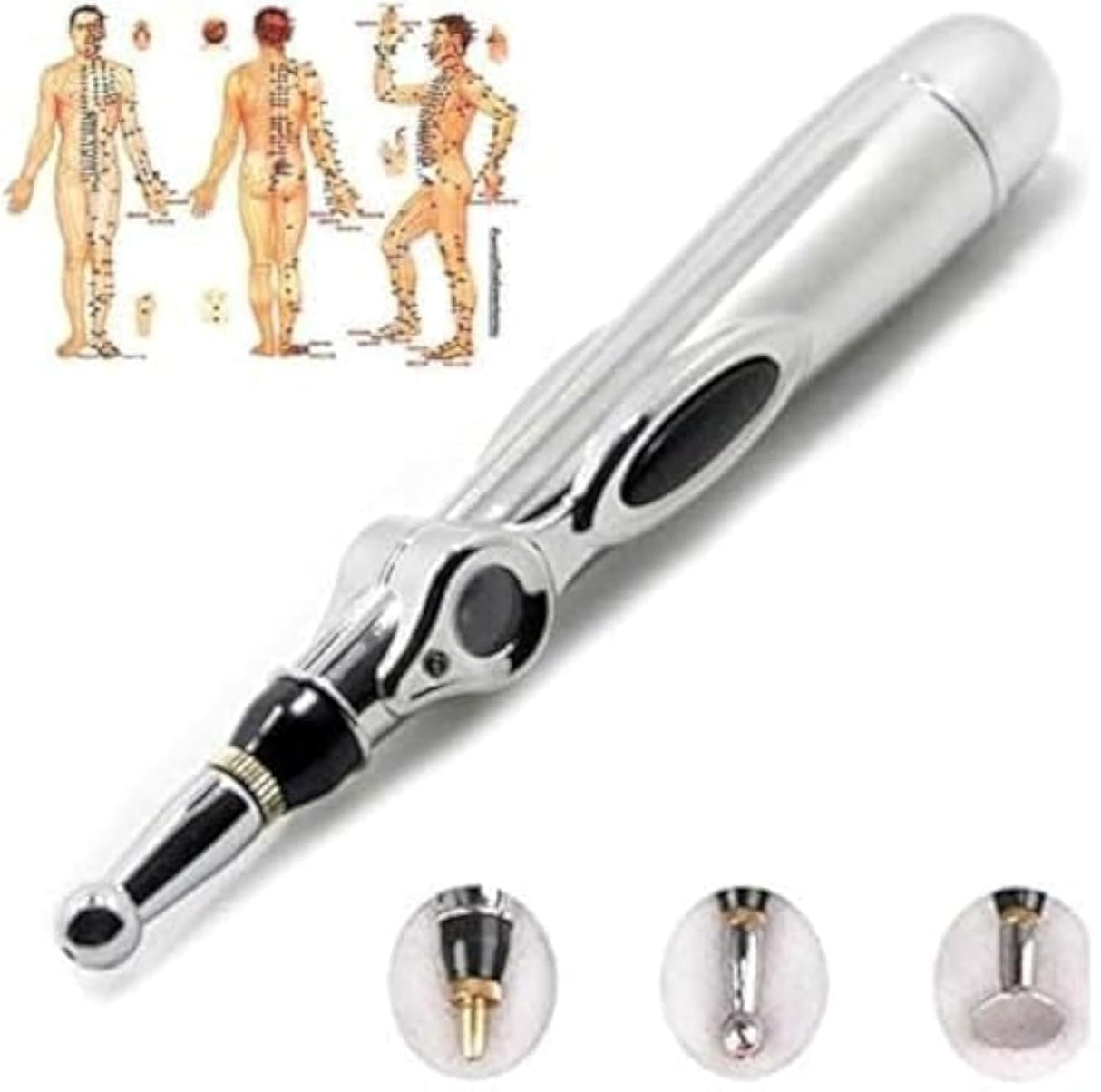 Acupuncture Pen 3-in-1 Electronic Acupuncture Pen for Pain Relief, Powerful Meridian Energy Pulse Massage Pen, Includes Massaging Gel