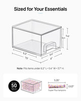 Vtopmart 2 Pack Small Clear Stackable Storage Drawers,Acrylic Bathroom Makeup Organizer,Plastic Storage Bins for Vanity, Undersink, Kitchen Cabinets, Pantry, Home Organization