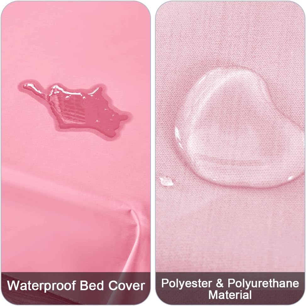 DUJUIKE Waterproof Bed Cover for Dog and Cats,Pet Hair Resistant Bed Sheet Cover, Protective Bed Liner Cover with 100% Waterproof Breathable Thin Fabric (Pink, Super King 90 * 118 inch)