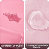 DUJUIKE Waterproof Bed Cover for Dog and Cats,Pet Hair Resistant Bed Sheet Cover, Protective Bed Liner Cover with 100% Waterproof Breathable Thin Fabric (Pink, Super King 90 * 118 inch)