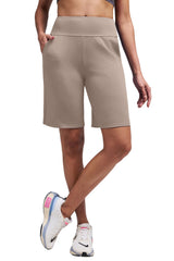Alaroo Bermuda Athletic Workout Running Long Shorts for Women High Waisted Biker Yoga Hiking Outdoors Gym Track Sports Recreation Clothes Khaki XL