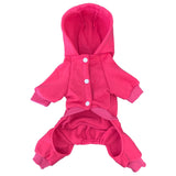 Izefia Dog Hoodie Security Clothes Tracksuit 4 Legs Jumpsuit Fleece Sweater Winter Sweat Shirt Warm Cotton Hoodies for Small Dog Medium Large Cat Magenta 4XL