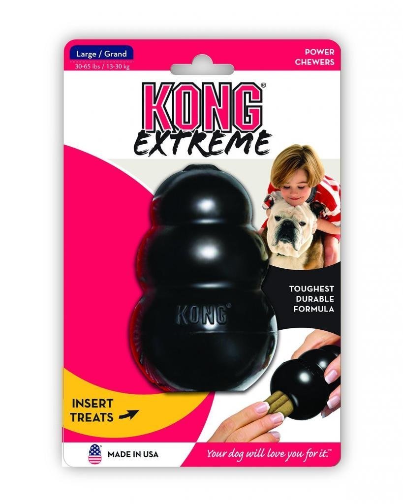 Kong Extreme Dog Toy 2-Pack, Large - Tough Chew Toys for Aggressive Chewers - Black Durable Rubber