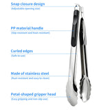 2 Pcs 9/12 Inch Kitchen Tongs for Cooking, BBQ & Salad