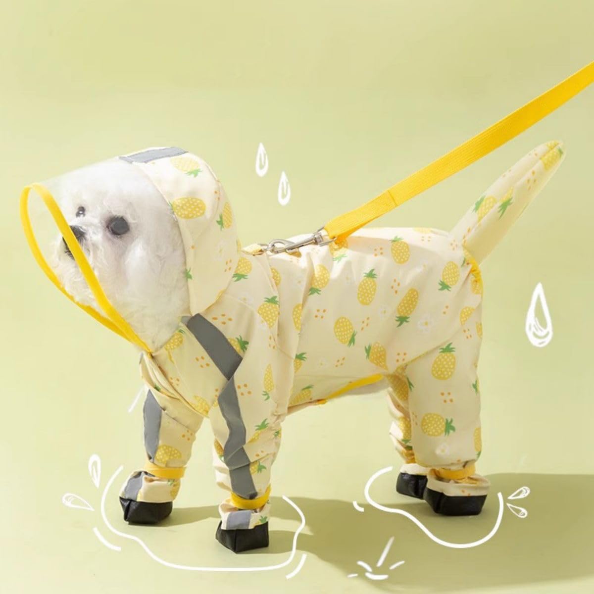 Harikaji Small Dog Raincoat, Tail Protect Feet Cover Waterproof Dog Rain Jacket Rain Coat for Puppy Small Dogs(Pineapple,XL)
