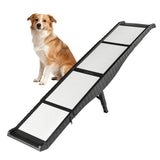 BAQTALE Foldable Dog Ramp for Cars – 68.89" L x 15.74" W, Supports 220 lbs, 8 Adjustable Heights with Support Legs, Non-Slip Surface, Portable Pet Ramp for Large Dogs, Folds to Carry-On Size