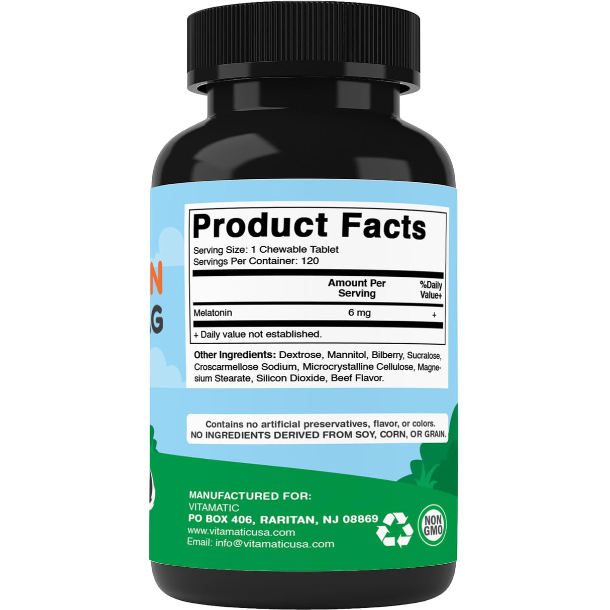 Vitamatic Melatonin for Dogs – 6 mg – 120 Chewable Tablets (Pack of 2) Beef Flavored – Natural Calming Support – Non-Habit Forming – Veterinarian Formulated