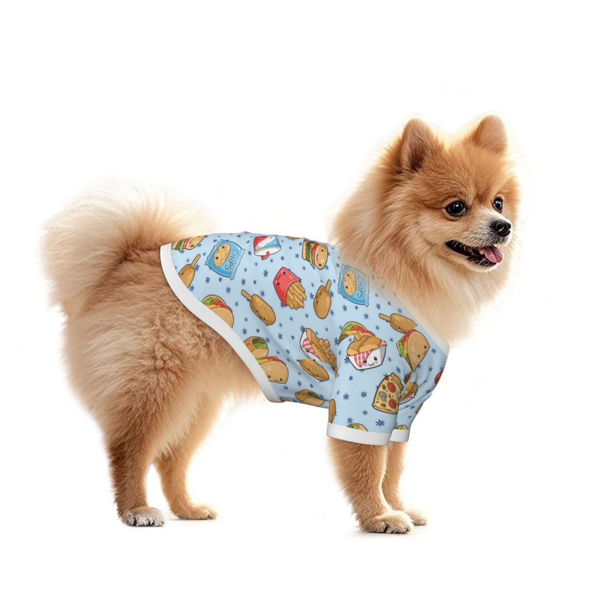 Cute Fast Food Dog T Shirt Dogs Cats Cotton Shirts Short Sleeve Clothes Soft Stretchy Pet Costume Doggy Outfit Pullover Jumper Puppy Sweatshirt Large