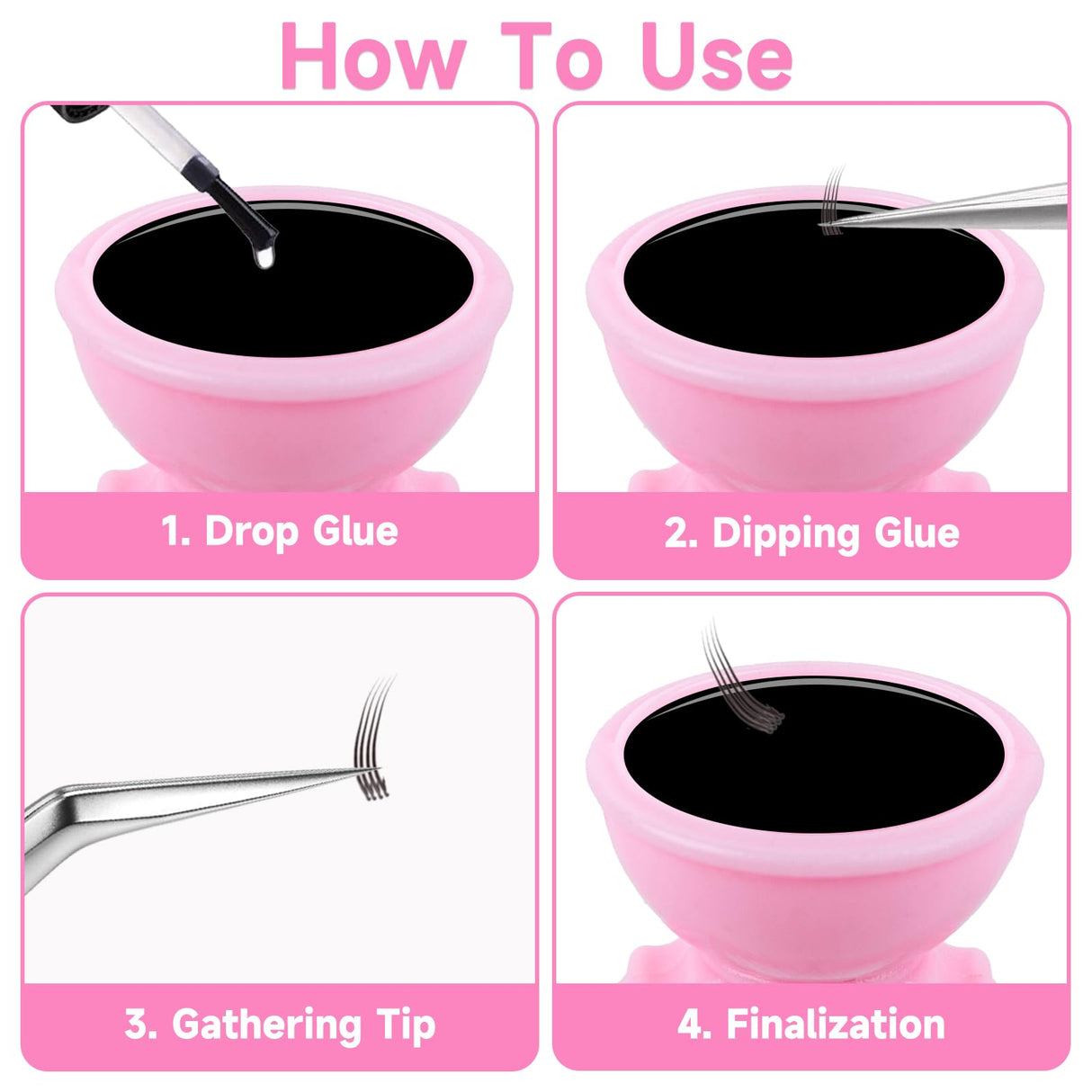 100PCS Pink Disposable Plastic Nail Art Tattoo Glue Rings Holder Eyelash Extension Rings Adhesive Pigment Holders Finger Hand Beauty Tools (Pink)