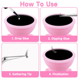100PCS Pink Disposable Plastic Nail Art Tattoo Glue Rings Holder Eyelash Extension Rings Adhesive Pigment Holders Finger Hand Beauty Tools (Pink)