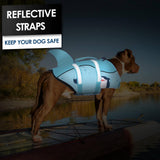 AOFITEE Dog Life Vest for Swimming, Shark Dog Life Jacket Large, High Flotation Dogs Swimming Vest with Rescue Handle and Reflective Stripe, Dogs Lifesaver Swimsuit for Boating Summer Pool Beach, XL