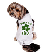 Lucky Dog Personalized Dog Shirt, Cute St. Patrick's Day Dog Shirt, Green Clover St. Patty's Day Shirt for Dogs, St. Patrick's Day Shirt for Dogs, Clothes for Pets (3XL 38-55 lbs)