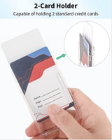 Pawfly 2 Pack Vertical 2-Card Badge Holder with Thumb Slot Hard Transparent PC Case Protector for Office School IDs Credit Cards Driver’s Licenses and Passes