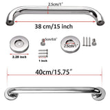 2 Pack 16 Inch Shower Grab Bar, ZUEXT Chrome Stainless Steel Bathroom Grab Bar, Shower Handle, Bathroom Balance Bar, Safety Hand Rail Support - Handicap, Elderly, Injury, Senior Assist Bath Handle