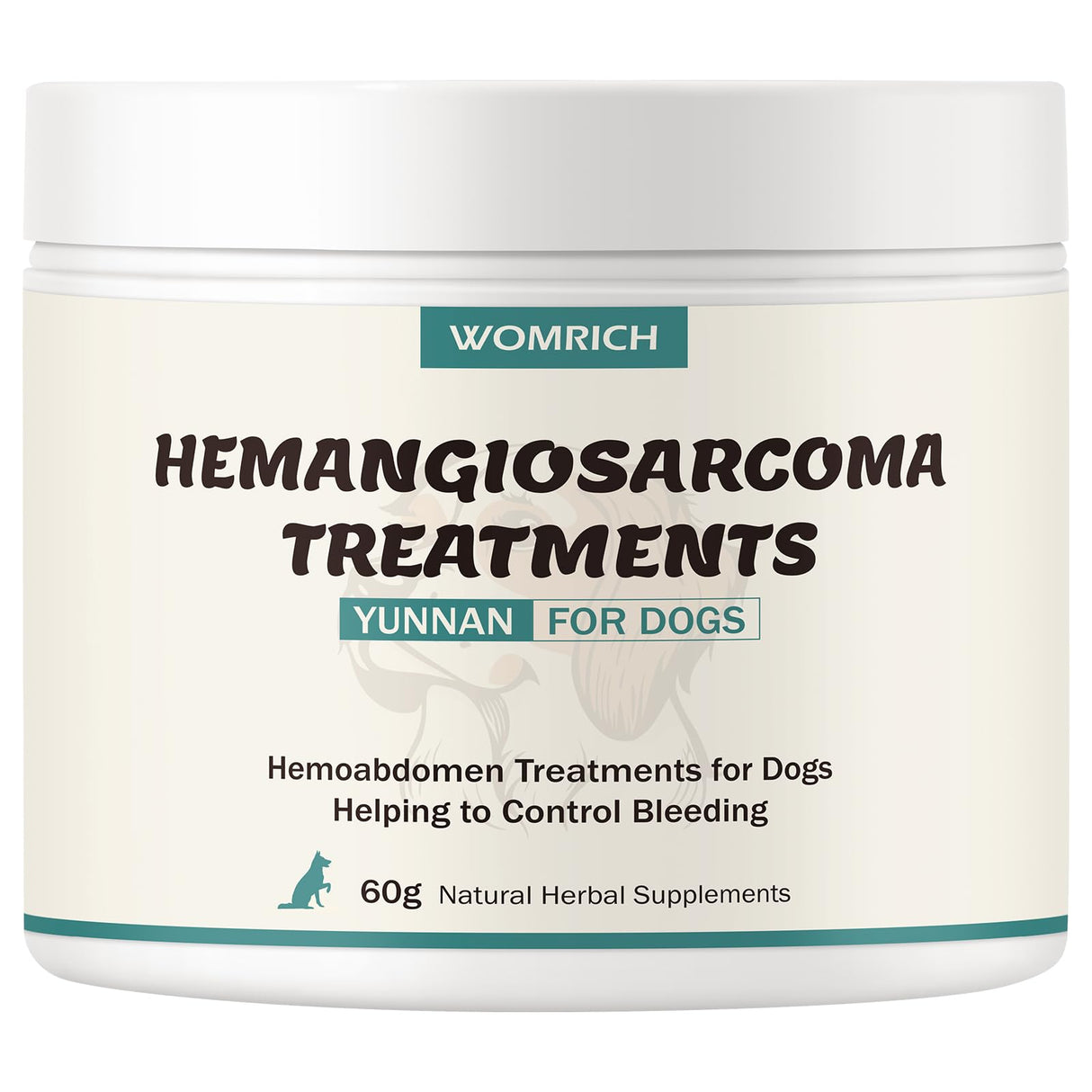 Quick Stop Bleeding for Dogs, Natural Yunnan Sanqi Powder for Hemangiosarcoma, Hemoabdomen, Pericardial Effusion, Cancer Bleeding, Severe Bruising, Ulcer-Related Bleeding, Bloody Stools - 60g