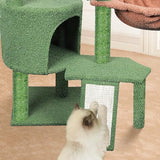 Wang Xin Three Layer Cat Tree with Cat Condo Scratch Pad and Two Hammocks,Green …