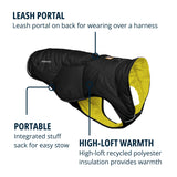 Ruffwear, Quinzee Dog Winter Jacket, Insulated Packable Puffer Vest with Leash Portal, Reflective Trim & Weather‑Resistant Shell, Adjustable Fit Coat, Harness Compatible, Obsidian Black, Small