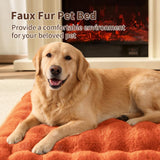 SOMAHE Self-Warming Dog Bed, Plush Faux Fur Mat with Anti-Slip Bottom, Ultra Soft Heated Pet Bed for Medium Large Dogs, Cozy Fluffy Pad for Carriers Couch Crate, Machine Washable, 35 x 27 Inch Orange
