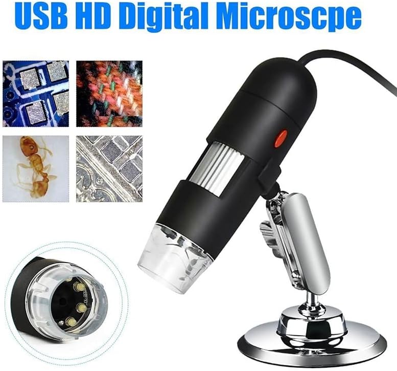 Microscope Accessories Kit 500X Pixels 2MP Digital Microscope 8 LED Digital USB Microscope Stereo Camera Microscope Slides