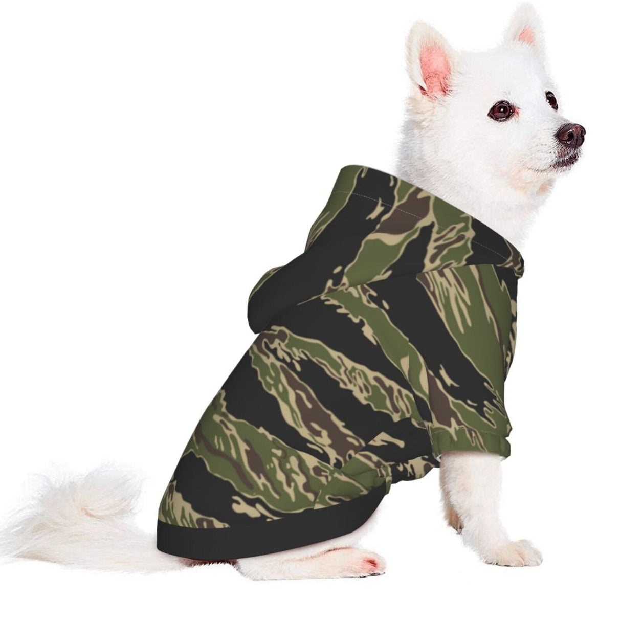 Dog Hoodie Sweatshirt for Fall and Winter, Cozy Pet Clothes for Outdoor Activities, Army Military Camouflage Vietnam Tiger Stripe Camo Pets wear Hoodies