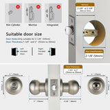 Fingerprint Door Lock, Smart Fingerprint Door Knob with Lock, Biometric Door Lock, Keyless Thumbprint Entry Door Lock for Bedrooms, Hotels, Apartments, Offices and Garages