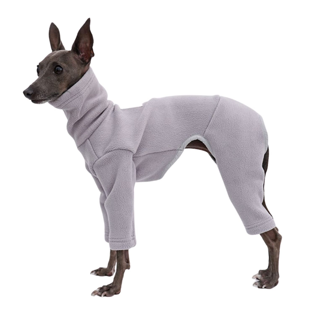 Greyhound Clothes - Dog Winter Warm Fleece Turtleneck Jumpsuit Four-Leg Rompers Long Sleeve Sweatshirt Outdoor Coat for Italian Greyhound Whippet Deerhound Bedlington Terrier (S, Light Purple)