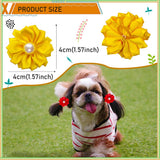 Mruq pet 80pcs Dog Flower Bows, Bulk Pet Small Dog Hair Bows with Rubber Bands, Mix Handmade Tiny Dog Hair Grooming Bows, Pearls Flowers Topknot Dog Bows for Puppy Yorkie Dog Hair Accessories
