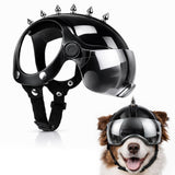 Petmolico Safety Helmets for Dogs,Dog Helmet with Anti-UV Silver Goggles&Ear Holes&Adjustable Strap,Comfortable&Protective Goggles Helmet for Small Animals for Outdoor Driving/Riding/Hiking/Biking