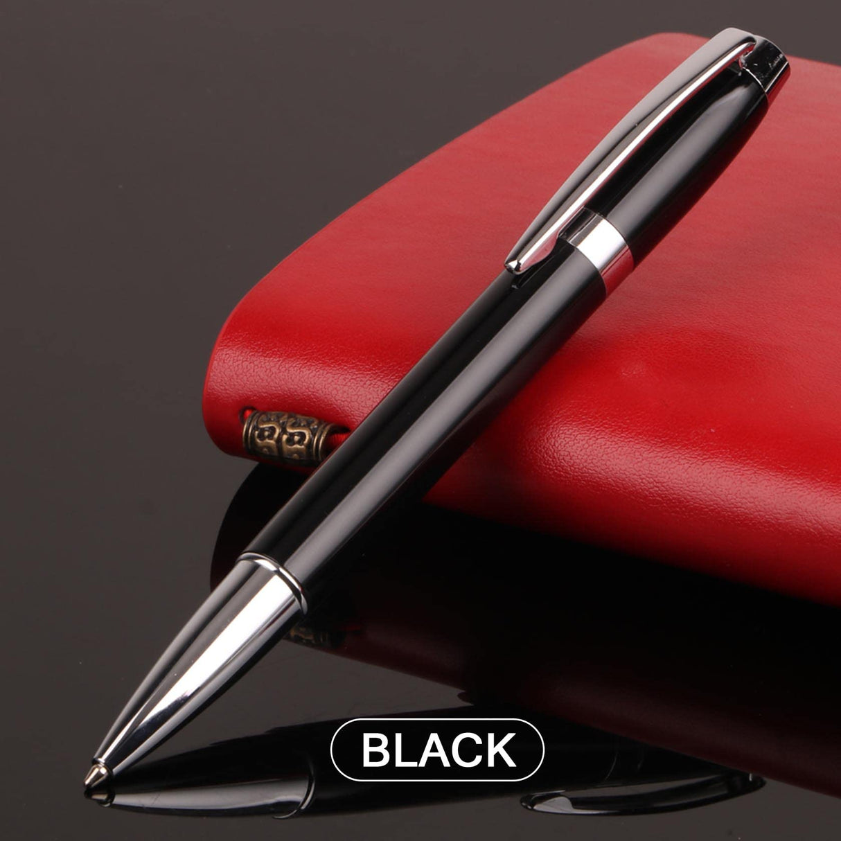 Metal Ballpoint Pen, Twist Open Retractable Rollerball Pen Medium Point (1.0mm) Black Ink Smooth Writing Business Gift Pens for Men, Women, Office, Channewer Executive Premium Signature Pens （Black）