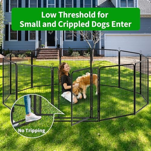 Dog Playpen Outdoor Extra Wide 24 Panels Heavy Duty Dog Fence 40" Height Anti-Rust with Doors Portable for RV Camping Yard, Total 63FT, 316 Sq.ft, Snowy Black