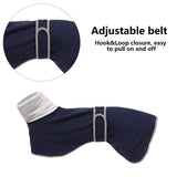 Greyhounds Lurchers Whippets Dog Coats with Reflective Stripe Dog Winter Coat Jacket Fleece Adjustable Band - Navy - S
