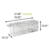 2-Pack H&B Live Animal Cage Trap,Folding 32x10x12 inch Humane Cat Trap for Stray Cats,Raccoons,Squirrel,Skunk,Mole,Groundhog,Opossums Armadillo,Rabbit,Catch and Release(Silver)