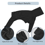 HQREA Italian Greyhound Pajamas Solid Four-Legged Rib Dog Onesie Lightweight Turtleneck Elastic Whippet Sweater Jumpsuit Pet Clothes for Small Medium Large Dogs(Black,L)