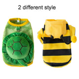 Anelekor 2 PCS Funny Warm Small Dog Clothes Halloween Pet Bee Costume Winter Puppy Hoodies and Vest Sets Flannel Jacket with D-Ring for Cats Dogs (Green, Large)