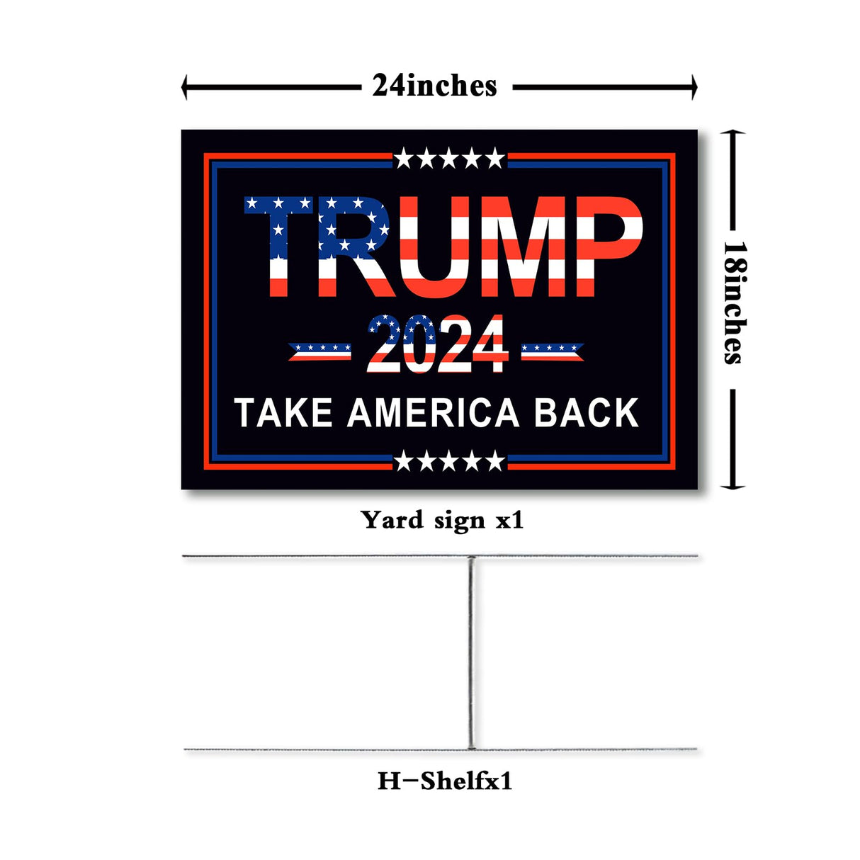 Oligei Trump Yard Signs, Larger Trump 2024 Yard Sign 18" X 24", Trump Yard Signs 2024 Double Sided Fade Resistant, Take America Back Trump Signs for Yard Heavy Duty Metal H-Frames