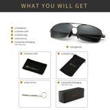 SUNGAIT Ultra Lightweight Rectangular Polarized Sunglasses Men UV400 Protection (Gunmetal Frame Gray Lens, 62) Metal Frame SGT458 QKH-CA