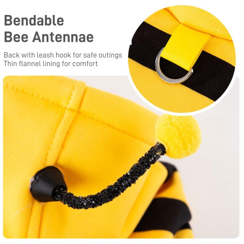 Selena Cat Bee Antennae Costume Hoodies Cute Bee Stripes Dog Kitten Puppy Pet Apparel (X-Large,Yellow&Black)