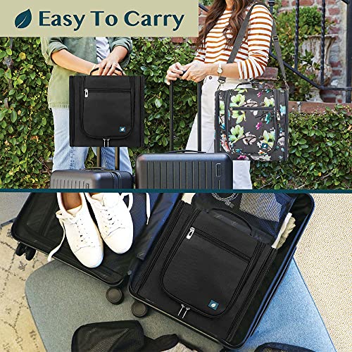 PAVILIA Extra Large Toiletry Bag Travel Bag for Women Men, Hanging Cosmetic Organizer, Water Resistant Makeup Bag for Accessories Toiletries, Travel Essentials Kit (Black)