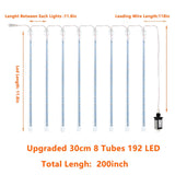 2-Pack Christmas Decorations Lights Outdoor, Total 384LED Meteor Shower Lights Rain Drop Lights 30cm 16 Tubes Indoor Outdoor Snow Cascading String Lights for Xmas Tree Roof Party Garden (Cool White)