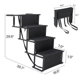 Extra Wide 4 Steps Dog Vehicle Ramps | Portable Non-Slip Pet Stairs for Cars, Trucks & SUVs | Folding Dog Ladder for High Beds | Supports Up to 200 Lbs