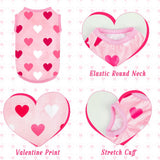 2 Pack Dog Valentines Outfit Shirts Soft Velvet Stretchy Lightweight Dog Warm T-Shirts Sleeveless Vest Clothes for Small Medium Large Dogs Cats