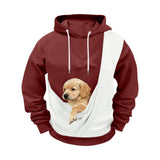 Dademeo Mens Two-Tone Kangaroo Pouch Hoodie for Dogs Cats Pet Carrier Hoodie Long Sleeve Hooded Pullover Animal Holder Sweatshirt